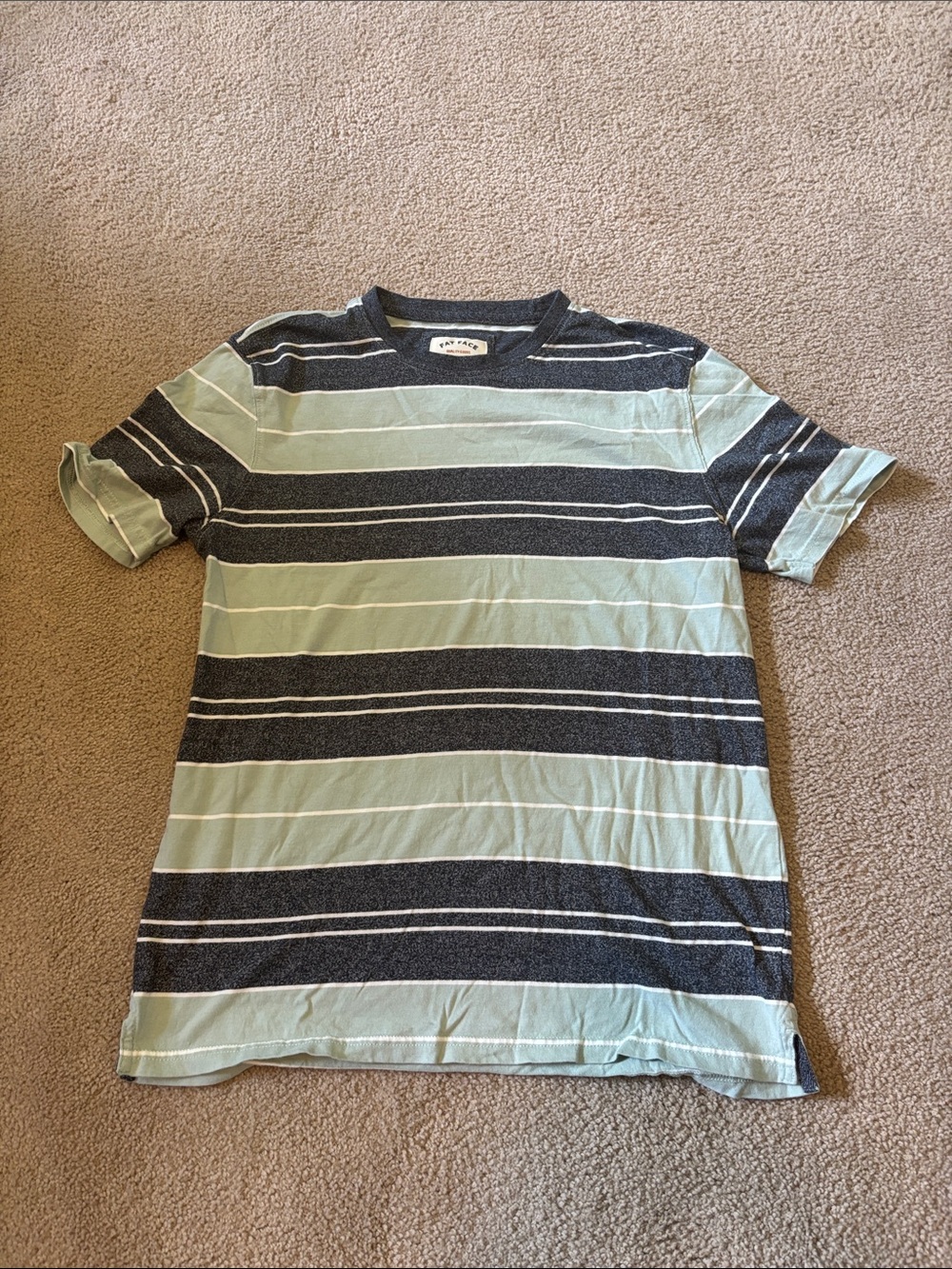 Striped Crew Neck T-Shirt - Mint & Charcoal